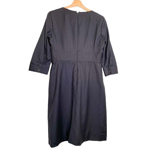 J Crew Womens Wool Solid Short Sleeve Knee Length Sheath Dress Black Size 6 - Picture 2 of 8